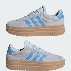 Adidas Light Blue and Tan Platform Sneakers